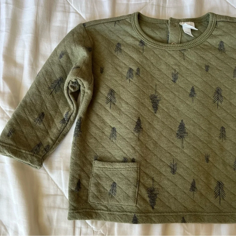 Grayson Collective Quilted Green Forest Print Pullover & Leggings Set Size 12 Mo